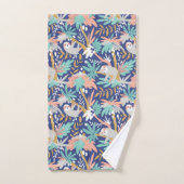 Tropisch blauw sleufpatroon bad handdoek (Handdoek)