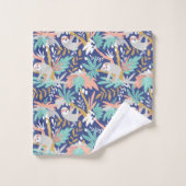 Tropisch blauw sleufpatroon bad handdoek (Wasdoekje)