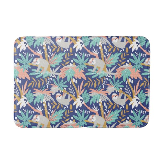 Tropisch blauw sleufpatroon badmat (Voorkant)