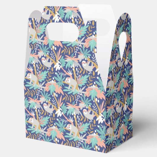 Tropisch blauw sleufpatroon bedankdoosjes (Geopend)