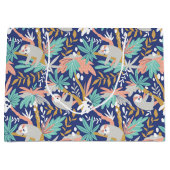 Tropisch blauw sleufpatroon groot cadeauzakje (Voorkant)