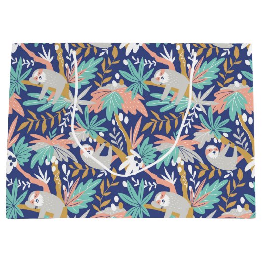 Tropisch blauw sleufpatroon groot cadeauzakje (Voorkant)