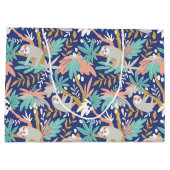 Tropisch blauw sleufpatroon groot cadeauzakje (Achterkant)