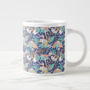 Tropisch blauw sleufpatroon grote koffiekop