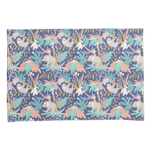 Tropisch blauw sleufpatroon kussensloop (Voorkant-Rechts)