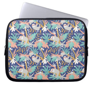 Tropisch blauw sleufpatroon laptop sleeve
