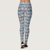 Tropisch blauw sleufpatroon leggings (Achterkant)