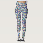 Tropisch blauw sleufpatroon leggings (Voorkant)