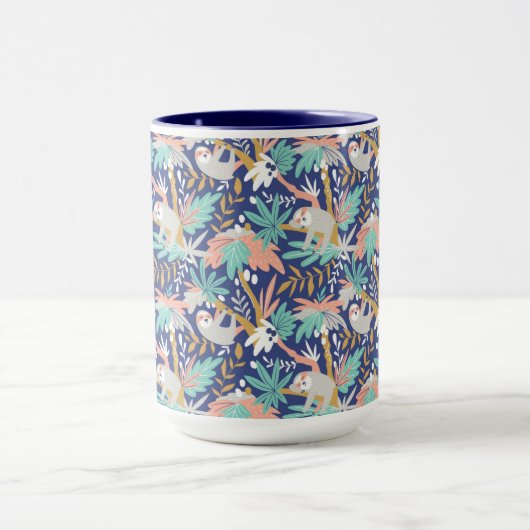 Tropisch blauw sleufpatroon mok (Midden)