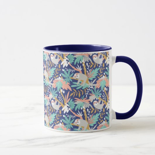 Tropisch blauw sleufpatroon mok (Rechts)