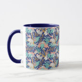 Tropisch blauw sleufpatroon mok (Links)