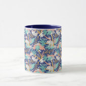 Tropisch blauw sleufpatroon mok (Midden)