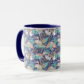 Tropisch blauw sleufpatroon mok (Voorkant links)
