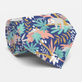 Tropisch blauw sleufpatroon stropdas (Opgerold)