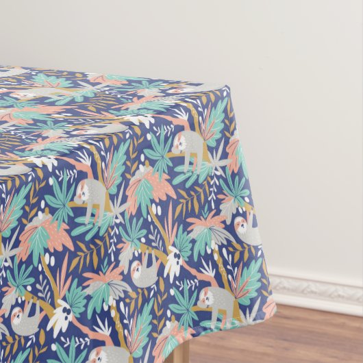 Tropisch blauw sleufpatroon tafelkleed (Voorbeeld)