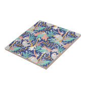 Tropisch blauw sleufpatroon tegeltje (Zijkant)