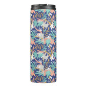 Tropisch blauw sleufpatroon thermosbeker (Achterkant)