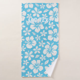 Tropisch blauw strand bloemen badhanddoek
