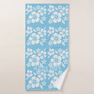 Tropisch blauw strand bloemen badhanddoek
