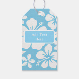 Tropisch blauw strand bloemen cadeaulabel