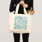 Tropisch blauw strand bloemen grote tote bag (Voorkant (product))