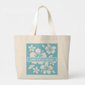 Tropisch blauw strand bloemen grote tote bag (Achterkant)