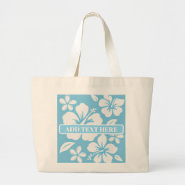 Tropisch blauw strand bloemen grote tote bag