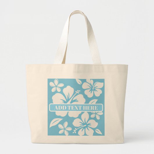 Tropisch blauw strand bloemen grote tote bag (Voorkant)