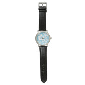 Tropisch blauw strand bloemen horloge (Vlak)