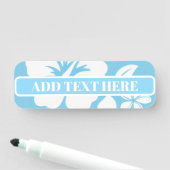 Tropisch blauw strand bloemen naamplaatje (In situ)