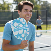 Tropisch blauw strand bloemen pickleball paddle