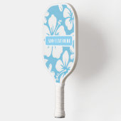 Tropisch blauw strand bloemen pickleball paddle (Links)