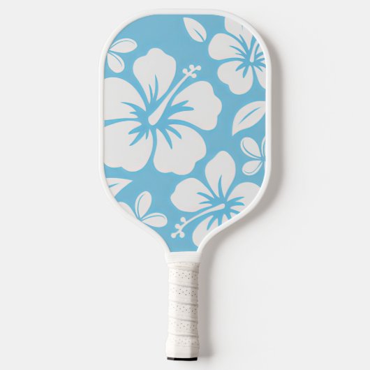 Tropisch blauw strand bloemen pickleball paddle (Achterkant)