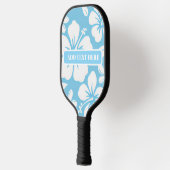 Tropisch blauw strand bloemen pickleball paddle (Links)