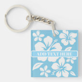 Tropisch blauw strand bloemen sleutelhanger (Voorkant)