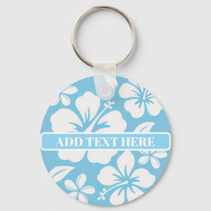 Tropisch blauw strand bloemen sleutelhanger