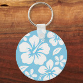 Tropisch blauw strand bloemen sleutelhanger (Achterkant)