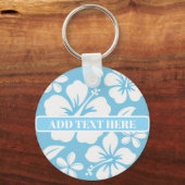 Tropisch blauw strand bloemen sleutelhanger (Voorkant)