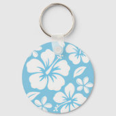 Tropisch blauw strand bloemen sleutelhanger (Achterkant)