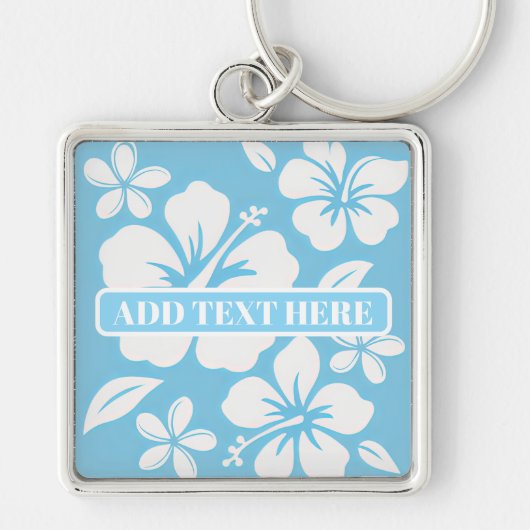 Tropisch blauw strand bloemen sleutelhanger (Voorkant)