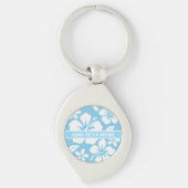 Tropisch blauw strand bloemen sleutelhanger (Voorkant)