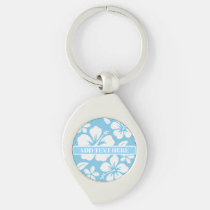 Tropisch blauw strand bloemen sleutelhanger
