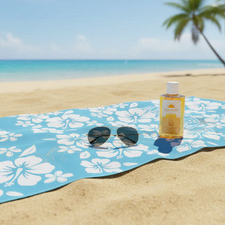 Tropisch blauw strand bloemen strandlaken