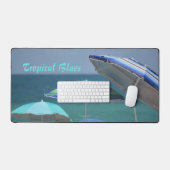 Tropisch Blauw Strand Paraplu's Fotografisch stran Bureaumat (Keyboard & Muis)