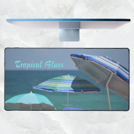 Tropisch Blauw Strand Paraplu's Fotografisch stran Bureaumat