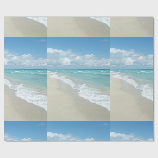 Tropisch blauw strand scène cadeaupapier (Vlak)