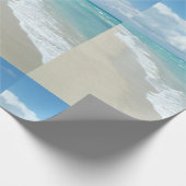 Tropisch blauw strand scène cadeaupapier (Hoek)