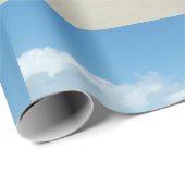 Tropisch blauw strand scène cadeaupapier (Rol Hoek)