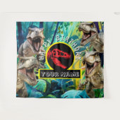 Tropisch blauw T Rex achtergrond Wandkleed (Voorkant (horizontaal))