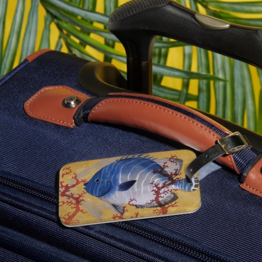  Tropisch Blauw Vis Koraal Marien Oceaanleven Bagagelabel (Voorkant Insitu 3)